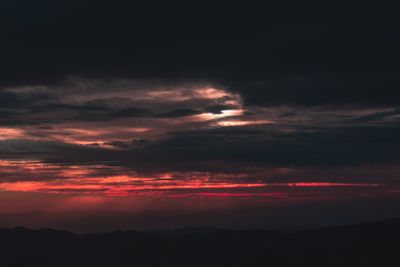 Scenic view of dramatic sky during sunset