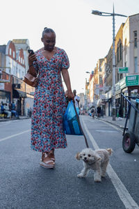 Full length of a dog standing on street