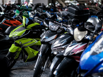 Close-up of bicycles