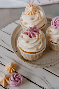 Close-up of cupcakes on table