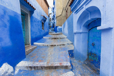 Blue staircase of building