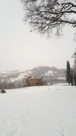 Scenic view of landscape against sky during winter