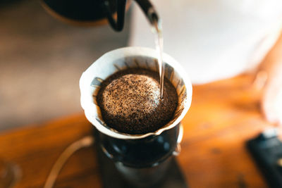 High angle view of coffee cup