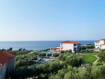 Scenic view of sea against clear sky