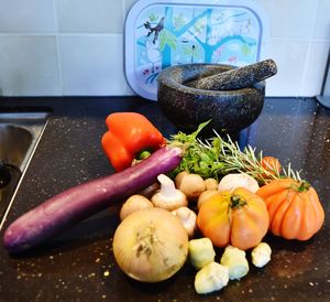 Close-up of vegetables in kitchen