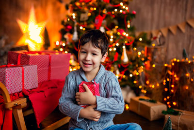 Christmas gift celebration holiday emotion childhood christmas tree
