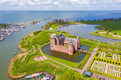 Aerial from castle muiderslot in the netherlands 