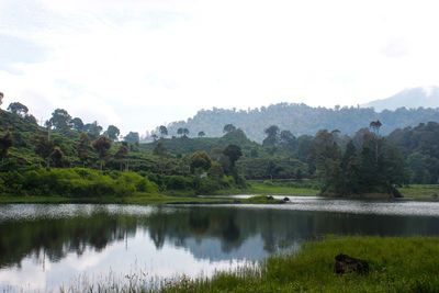 Scenic view of lake against sky