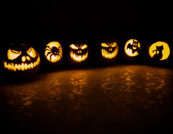 View of illuminated pumpkin at night