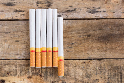 Directly above shot of cigarettes on table