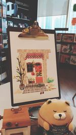 Close-up of stuffed toy on table at home