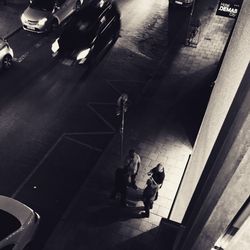 Blurred motion of people in city