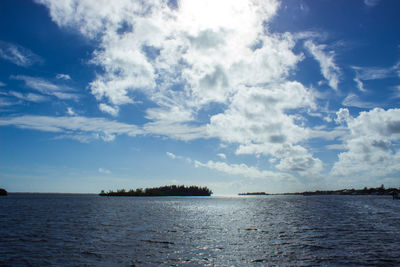 Scenic view of sea against cloudy sky