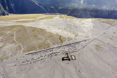 High angle view of people on beach