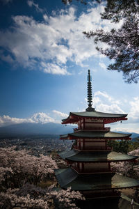 View of temple against cloudy sky