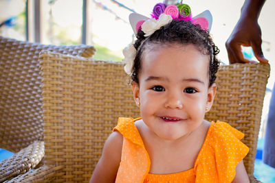 Portrait of cute girl smiling
