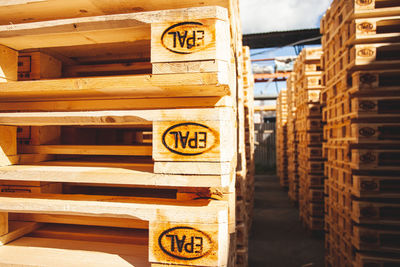 Close-up of a stack of a crate