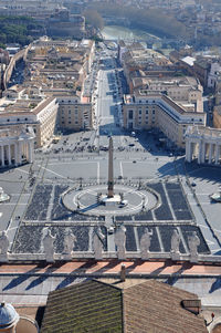Aerial view of the saint peter's square in vatican city from the dome of the basilica
