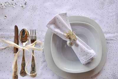 Directly above shot of ice cream in plate on table