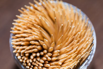 High angle view of bread in bowl on table