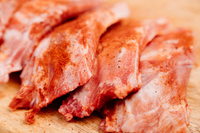 Close-up of meal served on table