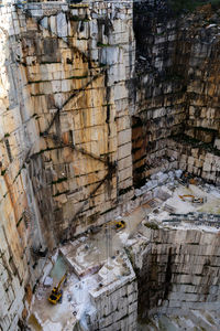 High angle view of damaged building