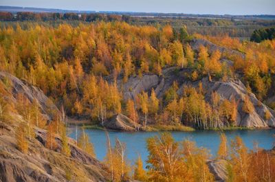 Scenic view of lake during autumn