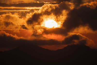 Low angle view of cloudy sky during sunset