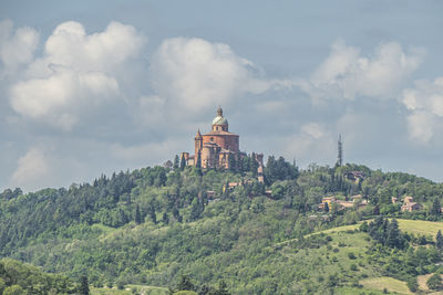 Aerial view of the beautiful sanctuary of san luca in bologna