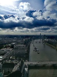 High angle view of cityscape against sky