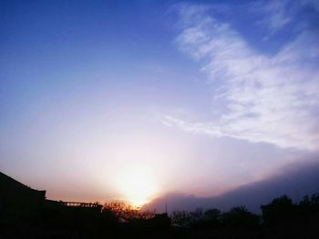 Low angle view of silhouette trees against sky during sunset