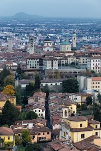 High angle view of townscape against sky