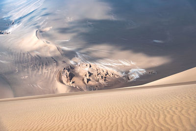 Panoramic view of sand dune in desert against sky
