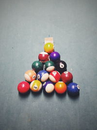 High angle view of multi colored pencils on table