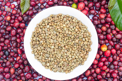 High angle view of fruits in container