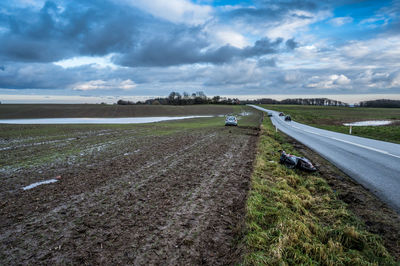 Traffic accident between car and scooter, denmark