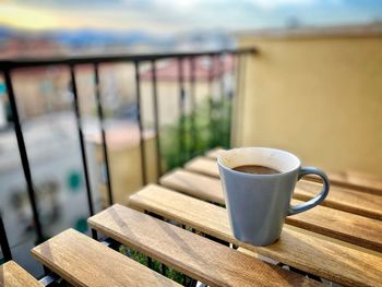 Close-up of coffee cup on table