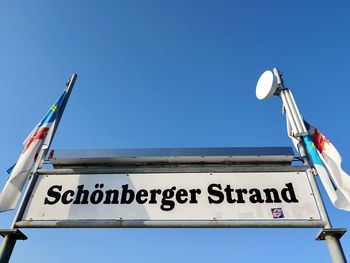 Schönberger strand sign at schönberg pier in probstei germany