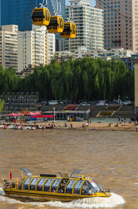 Scenic view of river in city