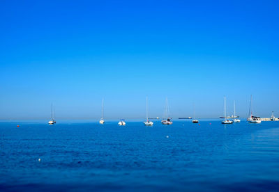 Boat sailing in sea