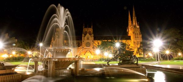 Illuminated city at night