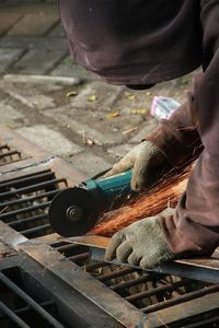 High angle view of man working