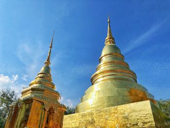 Low angle view of temple building against sky