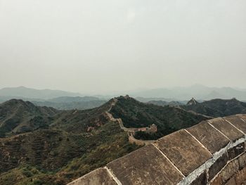 High angle view of great wall of china