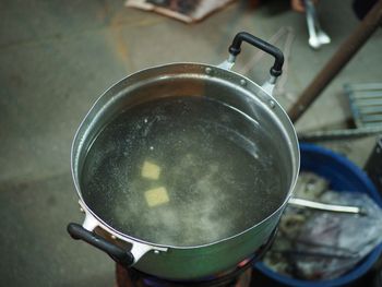 High angle view of tea in kitchen