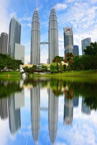Reflection of buildings in water
