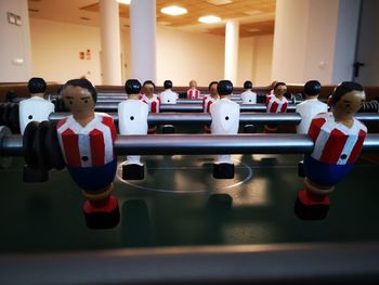 Figurines on foosball table