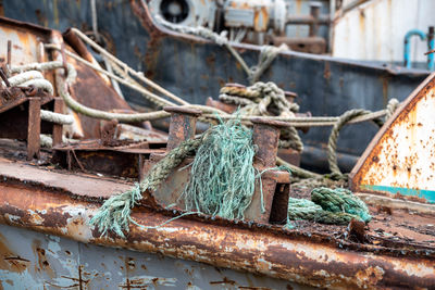 Close-up of rusty boat