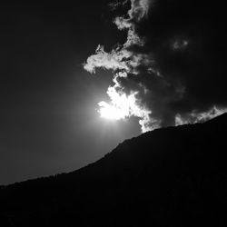 Low angle view of silhouette mountain against sky