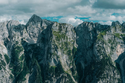 Panoramic view of rocks and mountains against sky